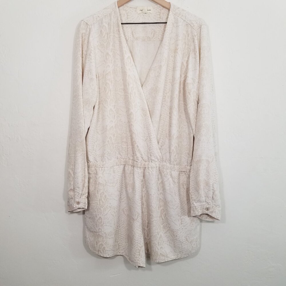 Light Cream Long-Sleeve Wrap Romper